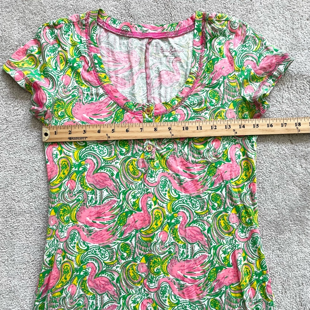 LILLY PULITZER BRITTON HENLEY DRESS SIZE SMALL FLAMINGO PRINT VACATION PRETTY - Picture 6 of 10